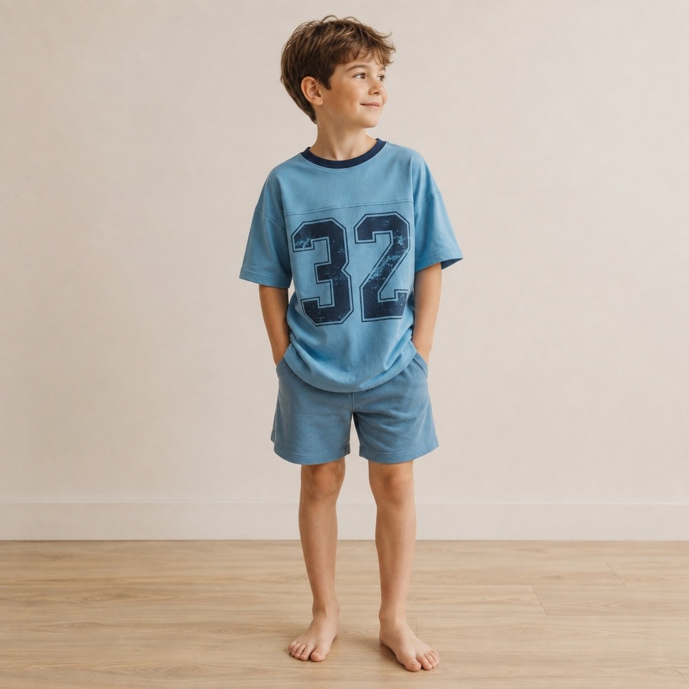 Cat & Jack Boys Blue Mesh Jersey Inspired Graphic T-Shirt Size M 8 Number 32